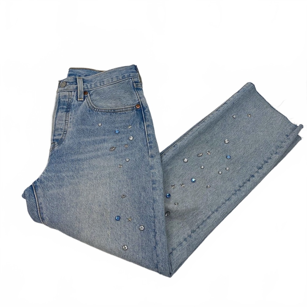 Levi's Blue Star-Studded Straight Jeans | Womens 2